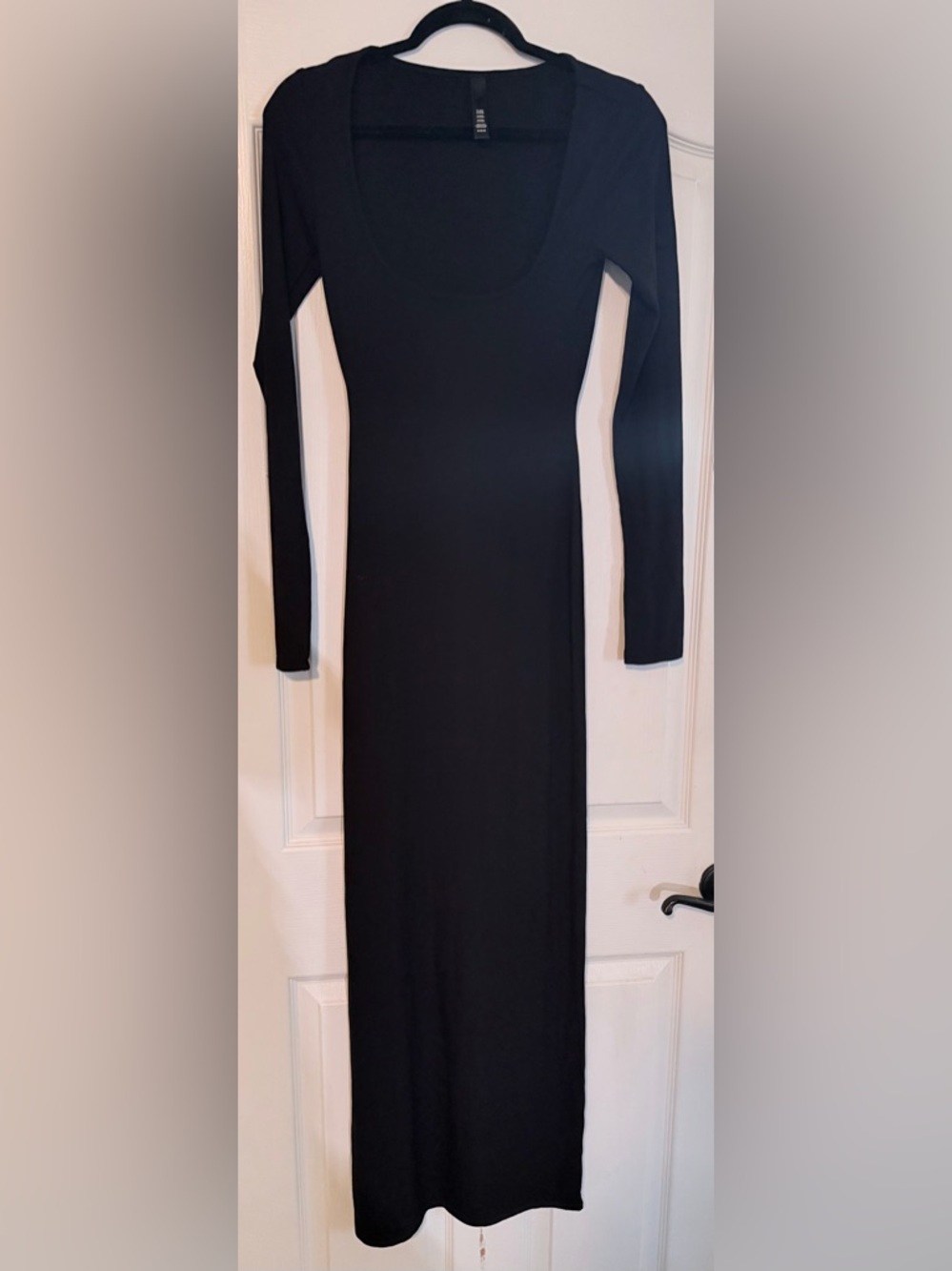 SKIMS Black Long-Sleeve Maxi Dress with Back Slit - Picture 13 of 14
